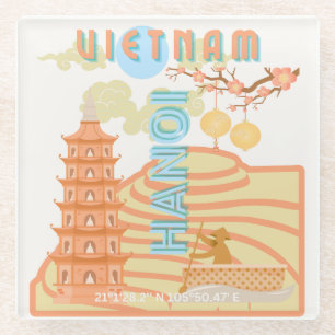 Posavasos De Vidrio Arte de viaje a Vietnam