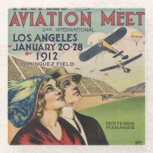Posavasos De Vidrio Arte de viaje del espectáculo aéreo retro 1912 de