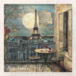 Posavasos De Vidrio Arte de viaje romántico de la Torre Eiffel de Parí