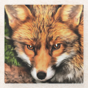 Posavasos De Vidrio Arte de vida silvestre Red Fox Beautiful