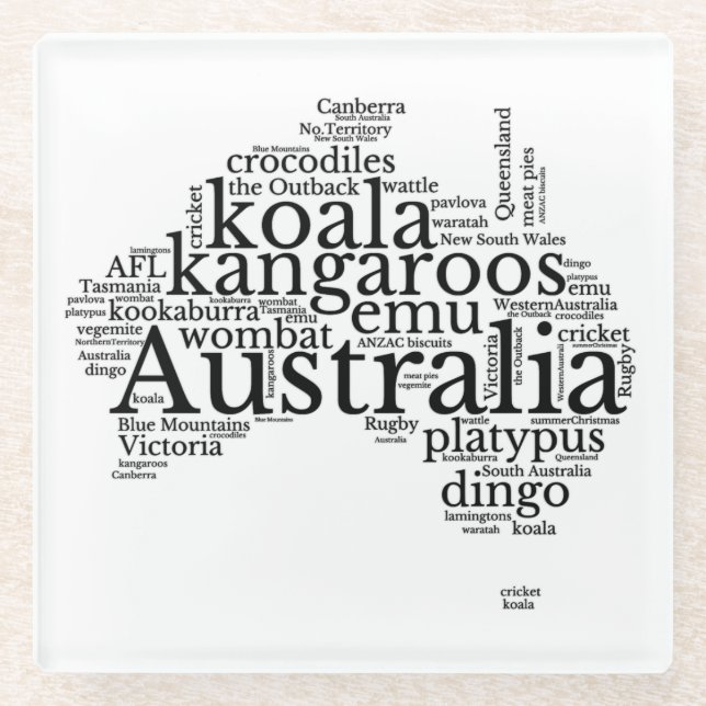 Posavasos De Vidrio Arte de Word en Australia (Anverso)