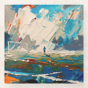 Posavasos De Vidrio "Arte del Fútbol" (Estilo 2) Pintura al óleo 