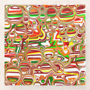 Posavasos De Vidrio Arte digital de burbujas retro