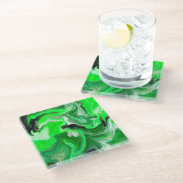 Posavasos De Vidrio Arte digital de mármol verde