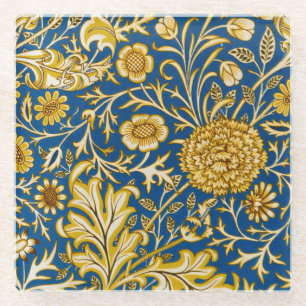 Posavasos De Vidrio Arte Floral Azul Cherwell Vintage de William Morri