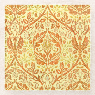 Posavasos De Vidrio Arte floral naranja Bough dorado de William Morris