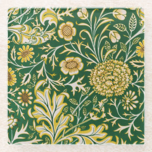 Posavasos De Vidrio Arte floral verde Cherwell vintage de William Morr