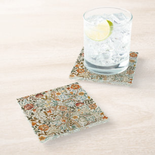 Posavasos De Vidrio Arte floral vintage de acanto de William Morris