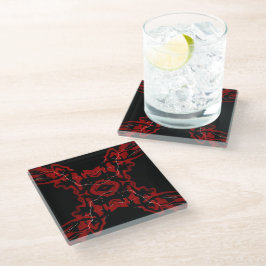Posavasos De Vidrio Arte fluido abstracto rojo de sueños y pesadillas