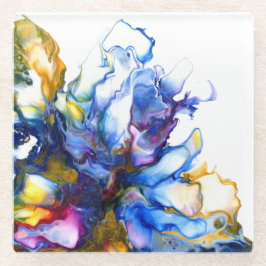 Posavasos De Vidrio Arte fluido de ágata de canica azul