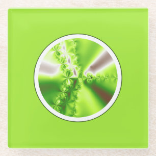 Posavasos De Vidrio Arte Fractal Lime Verde Moderno