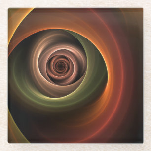 Posavasos De Vidrio Arte fractal moderno de colores cálidos abstracto