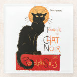 Posavasos De Vidrio Arte francés Steinlen Black Cat Classic<br><div class="desc">El gato negro - Un hermoso gato negro vintage del artista francés Theophile Steinlen,  un poster clásico del cabaret de Chat Noir de Victoria en Montmartre en París,  Francia.</div>