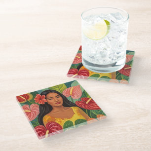 Posavasos De Vidrio Arte hawaiano precioso
