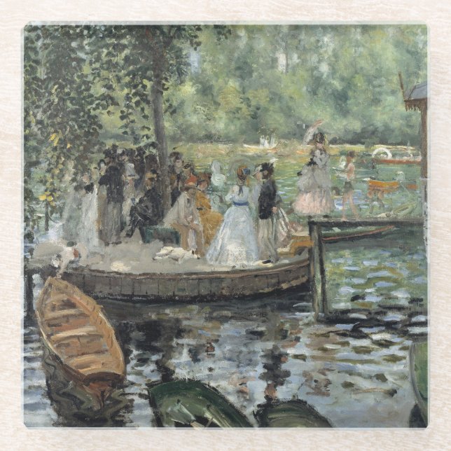 Posavasos De Vidrio Arte impresionista de Renoir de Grenouillere (Anverso)