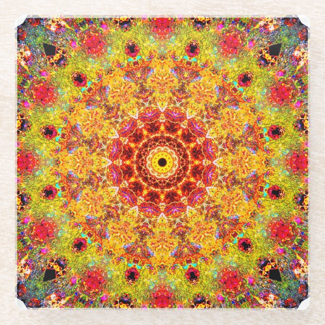 Posavasos De Vidrio Arte Mandala muy detallado| Resumen (Anverso)