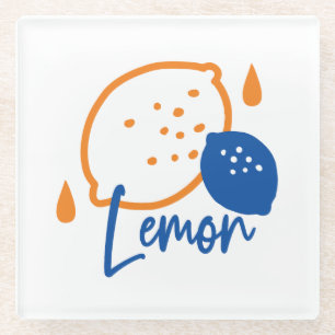 Posavasos De Vidrio Arte minimalista de línea de limón - Fruta de cítr