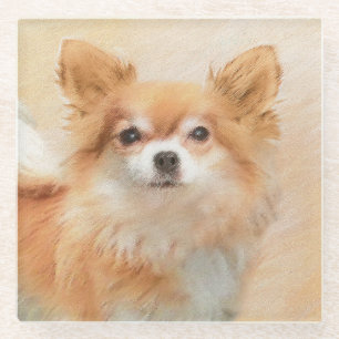 Posavasos De Vidrio Arte original de la pintura de perro de Chihuahua,