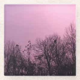 Posavasos De Vidrio Arte original del "cielo violeta" por KAS