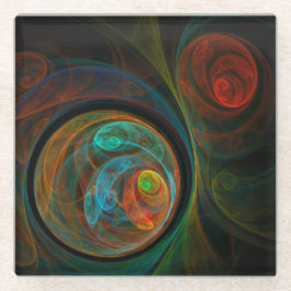 Posavasos De Vidrio Arte resumido azul de renacimiento