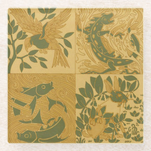 Posavasos De Vidrio Arte Retro Modernista Animal Estética de la Natura