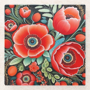 Posavasos De Vidrio Arte tradicional ucraniano de Petrikivka