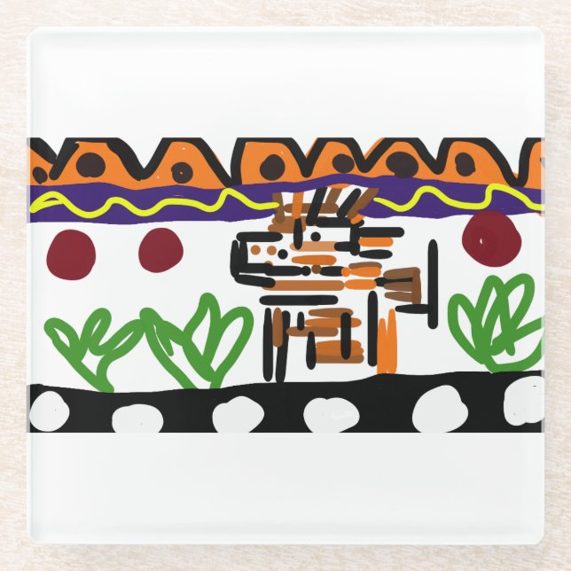 Posavasos De Vidrio Arte trasero de león (Anverso)