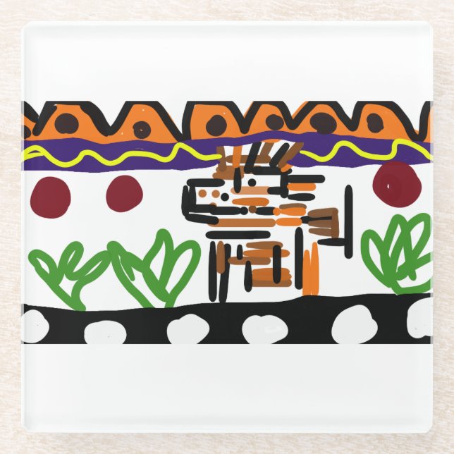 Posavasos De Vidrio Arte trasero de león (Anverso)