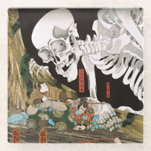 Posavasos De Vidrio Arte vintage de Ukiyo-e Kuniyoshi Espectro de Esqu