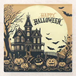 Posavasos De Vidrio Arte vintage feliz Halloween