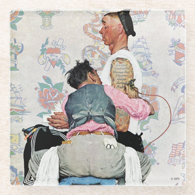 Posavasos De Vidrio Artista del tatuaje (Anverso)