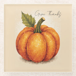 Posavasos De Vidrio Artistic Grain Thanksgiving Pumpkin