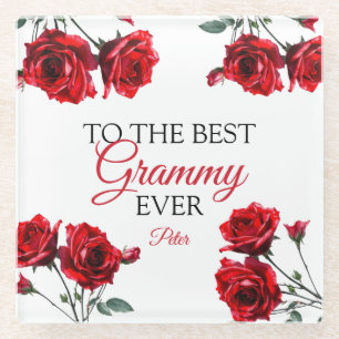 Posavasos De Vidrio Asombrosa abuela de las rosas rojas