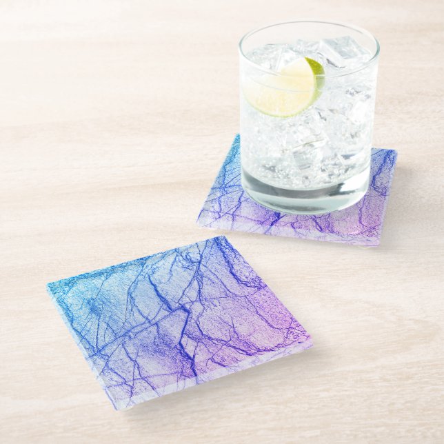 Posavasos De Vidrio Aspecto de mármol morado Two Tone (Angular)
