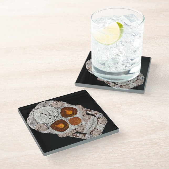 Posavasos De Vidrio Aspen Leaf Skull 11 (Angular)