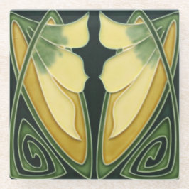 Posavasos De Vidrio Astras de vidrio - Floral Art Nouveau