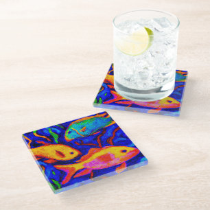 Posavasos De Vidrio Astras tropicales de vidrio