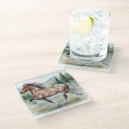 Posavasos De Vidrio Astrid Tolting Icelandic Horse watercolor