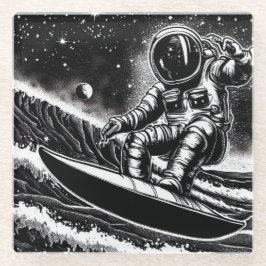 POSAVASOS DE VIDRIO ASTRONAUT BLACK AND WHITE, SURF THE UNIVERSE
