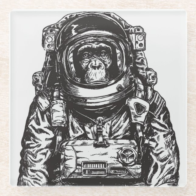 Posavasos De Vidrio Astronauta del mono (Anverso)