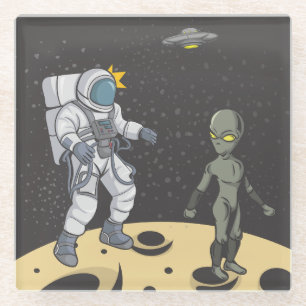 Posavasos De Vidrio Astronauta y extranjera
