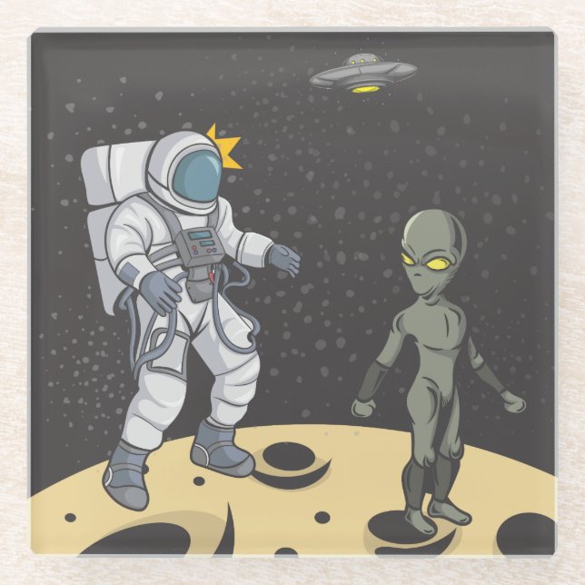 Posavasos De Vidrio Astronauta y extranjera (Anverso)