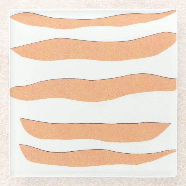 Posavasos De Vidrio Ataques de vidrio con tiras de tigre (Anverso)