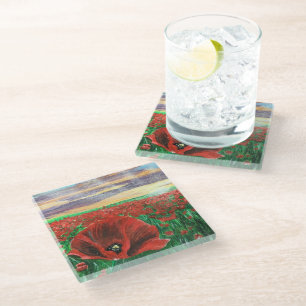 Posavasos De Vidrio Ataques de vidrio SF de Poppy Field