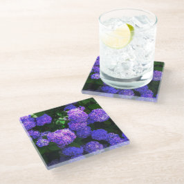 Posavasos De Vidrio Ataradora Hidrangea Realista Clásica Púrpura