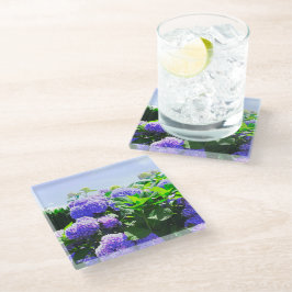 Posavasos De Vidrio Ataradora Hidrangea Realista Clásica Púrpura
