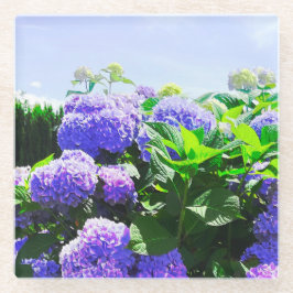 Posavasos De Vidrio Ataradora Hidrangea Realista Clásica Púrpura