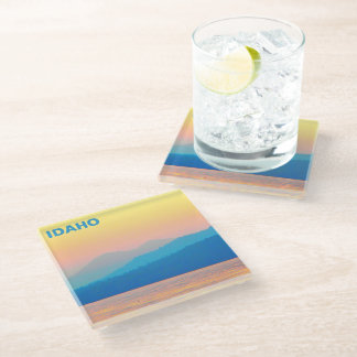 Posavasos De Vidrio Atardecer Cian y Salmón