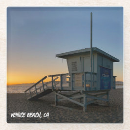 Posavasos De Vidrio Atardecer de la Hora Dorada - Playa de Venecia, CA
