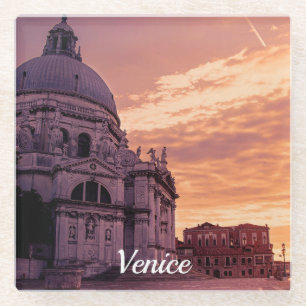 Posavasos De Vidrio Atardecer sobre la Basílica de Venecia
